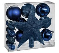 Feeric Lights & Christmas – Kit 18 décorations de sapin Colorama – Boules et cimier 23 cm – Bleu nuit