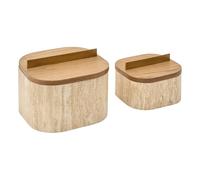 Atmosphera - Lot de 2 boîtes déco anaya l14/18cm beige