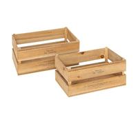 Lot de 2 cagettes Little cottage bois L30/35cm - Atmosphera createur d'interieur