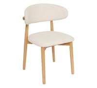 Atmosphera - Lot de 2 Chaises Sari, Tissu Bouclette Blanc, H 78 cm, Pieds en Bois - pour Salle à Manger, Salon, Bureau