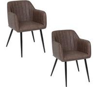 Atmosphera - Lot de 2 fauteuils à diner effet cuir VISOCA - Marron - Visoca Marron