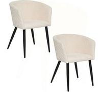 - Lot de 2 fauteuils à diner en tissu chenille MARLO - Ivoire - Marlo