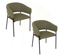 Atmosphera - Lot de 2 fauteuils à diner en tissu SOLEA - Vert cèdre