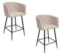 Atmosphera - Lot de 2 fauteuils de bar en velours MARLO - Beige - MARLO Beige G
