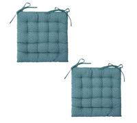 Atmosphera - Galettes de chaise Otto - Lot de 2 - 38 x 38 cm - Bleu