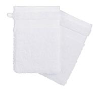 Atmosphera Lot de 2 gants de toilette en coton 450 g/m² Blanc 15 x 21 cm