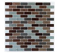 Atmosphera - Lot de 2 Stickers - carrelage - 26x26 cm - Marron
