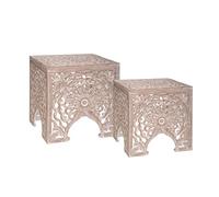 Atmosphera Tables gigognes Ayden bois sculpté Lot de 2