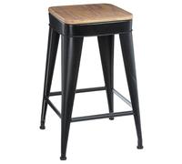 Tabouret haut Joris métal noir Atmosphera Noir et naturel G