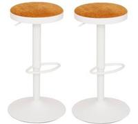 Atmosphera - Lot de 2 tabourets de bar en velours ILSA - H. 76 cm - Blanc et ocre - Ilsa Blanc