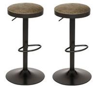 Atmosphera - Lot de 2 tabourets de bar en velours ILSA - H. 76 cm - Noir et kaki - Ilsa Noir