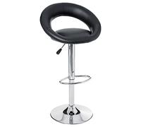 Atmosphera - Lot de 2 Tabourets de Bar Sasha Noir - Hauteur Réglable, Pivotant, Acier Chromé avec Repose-Pieds - pour Cuisine, Îlot Central