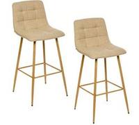 Atmosphera - Lot de 2 tabourets de bar SIRAC - Beige - Sirac