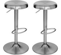 Atmosphera - Lot de 2 tabourets en acier chromé ISLA - H. 75,5 cm - Argent - Isla Argent