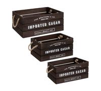 Atmosphera - Lot de 3 cagettes Bois Denys l23 29 35cm Marron Tonka