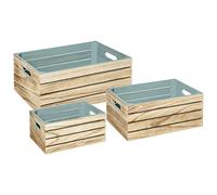 Atmosphera - Lot de 3 Caisses de Rangement Cagettes en Bois Intérieur Vert