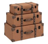 Lot de 3 malles ""Be vintage"" L45,5/55,5/60,5cm caramel - Atmosphera Créateur d'intérieur