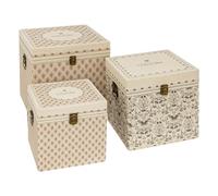 Atmosphera - Lot de 3 Malles Little Cottage Blanc l28 34 40cm
