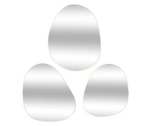 Atmosphera - Lot de 3 Miroirs Muraux LIDA Forme Organique, Doré, H 47 cm - Décoration pour Salon, Entrée, Chambre