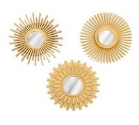 Atmosphera - Lot de 3 miroirs Soleil - Diam. 25 cm - Doré - AMED Or G