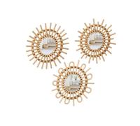 - Lot de 3 miroirs Soleil en rotin - Diam. 28 cm - Beige