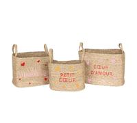 Atmosphera - Lot de 3 Paniers de Rangement Enfant Neree - Motif Cœur, L 28/33/38 cm - pour Chambre, Jouets