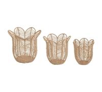 Atmosphera Lot de 3 paniers en jute «Floral» Ø25/30,8/37,8 cm Beige