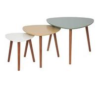 Atmosphera - Lot de 3 tables d'appoint design Mileo - Vert, ocre et blanc - MILEO Multicolore G