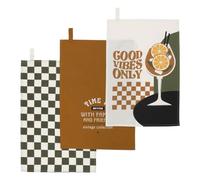 Atmosphera - Lot de 3 torchons helu Jaune Ocre