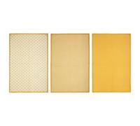 Atmosphera Lot de 3 torchons imprimés jaune ocre 45 x 70 cm