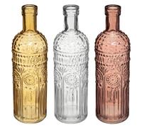 Set de 3 bouteilles ""Folk"" verre D6,8cm - Atmosphera createur d'interieur