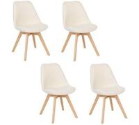 Atmosphera - Lot de 4 chaises design scandinave en bouclette - Blanc Blanc