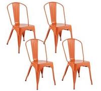 Toilinux.com Lot de 4 chaises en métal NIKO - Orange