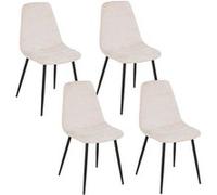 Atmosphera - Lot de 4 chaises en tissu chenille et pieds métal TYKA - Beige - Tyka Beige