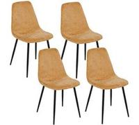 Atmosphera - Lot de 4 chaises en tissu chenille et pieds métal TYKA - Orange - Tyka Orange