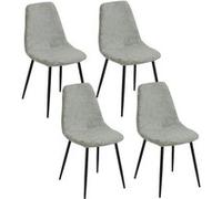 Atmosphera - Lot de 4 chaises en tissu chenille et pieds métal TYKA - Vert - Tyka Vert