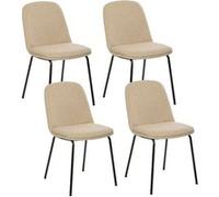 Atmosphera - Lot de 4 chaises en tissu et pieds métal NEORA - Beige et noir - Neora