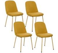 Atmosphera - Lot de 4 chaises en tissu et pieds métal NEORA - Ocre et bois - Neora bois