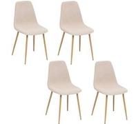 Atmosphera - Lot de 4 chaises Loka en tissu - Beige - Loka beige G