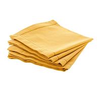 Atmosphera - Lot de 4 Serviettes de Table Chambray - Jaune Moutarde 40x40 cm