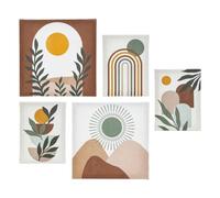 Atmosphera - Lot de 5 toiles imprimées cynthia beige 15x20 25x25cm