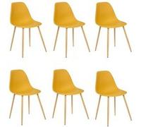 Atmosphera - Lot de 6 chaises scandinave et pieds métal effet bois TAHO - Ocre - Taho bois