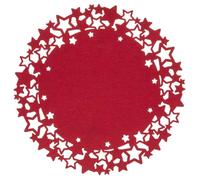 Atmosphera - Lot de 6 sets de table de Noël rond motifs étoiles en feutrine Diam. 38 cm - Rouge
