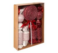 Atmosphera - Lot de 8 sujets Bonbon polystyrène h.Max 40cm Rouge et Blanc