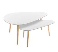 Atmosphera – Tables gigognes Mileo – Lot de 2, bois blanc, pieds bois naturel