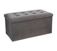 Atmosphera - Banc coffre pliant 2 places Lysandre - Velours gris capitonné 76 cm