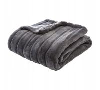 Atmosphera Manoir Plaid en fausse fourrure gris foncé - 180 x 230 cm