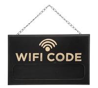 Atmosphera Créateur d'intérieur - Plaque de Porte Déco "Wifi Code" 35cm Noir Noir G