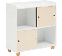 Atmosphera - Meuble de rangement enfant 2 portes et 2 niches BOULI - Blanc et beige - Bouli Beige