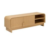 Atmosphera – Meuble TV Lee – 2 portes, 1 étagère effet bouleau – Beige 140x40 cm